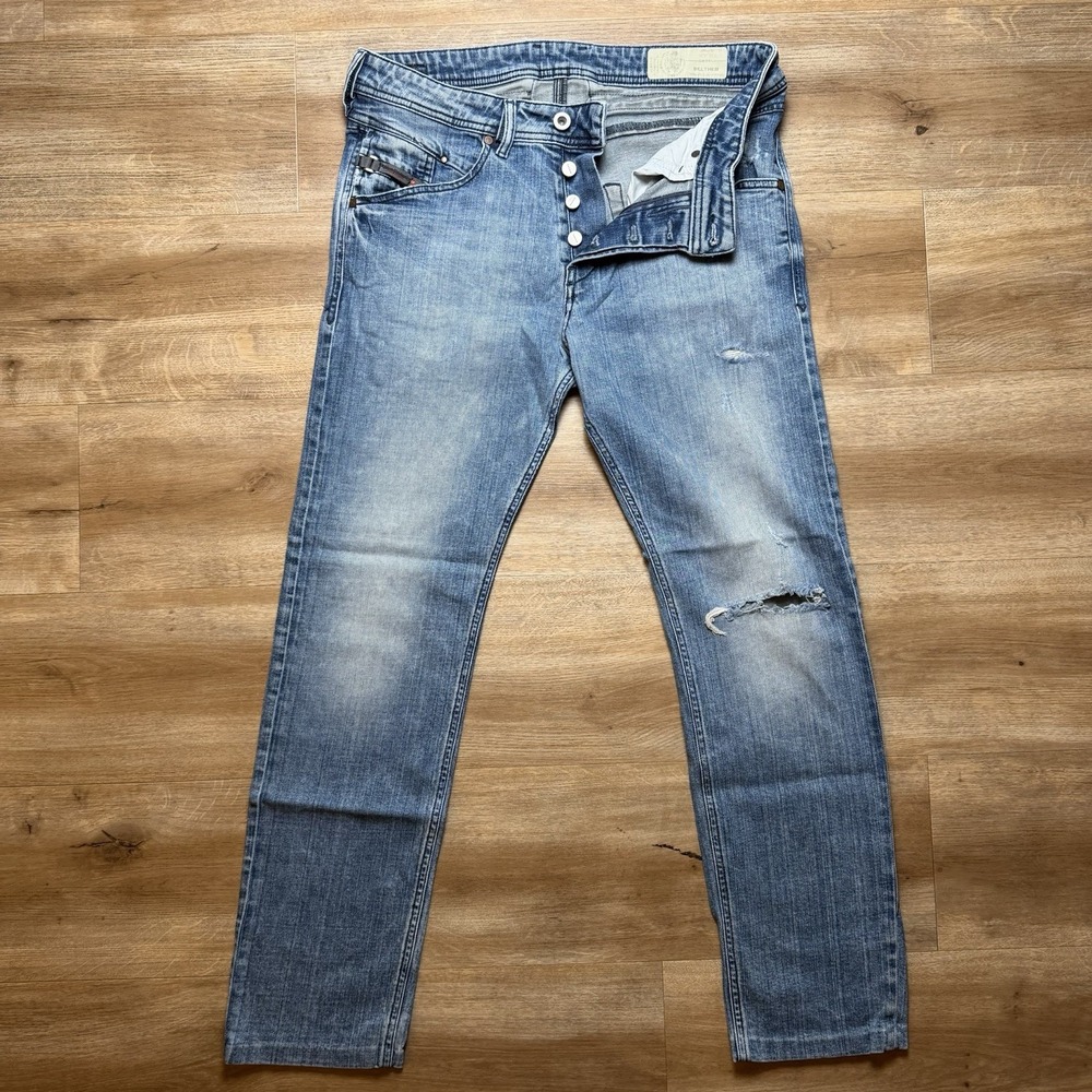 Diesel‎ Jeans Men 31x28 Blue Belther Slim Tapered Stretch Italy 081AQ (Hemmed)